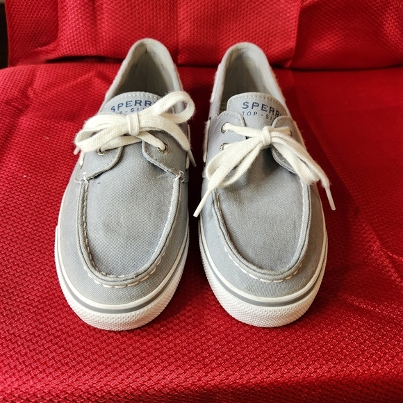 Sperry Top Siders Women's size 9.5 Gray canvas sneakers - Picture 2 of 10